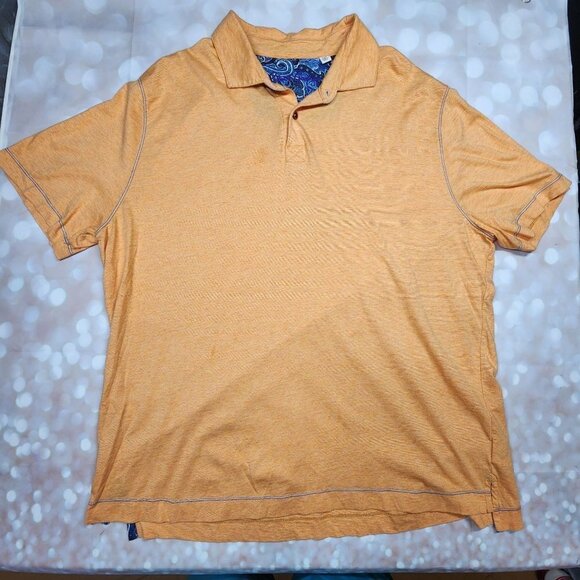 Robert Graham Orange LIghtweight Cotton Polo, Men's XXL - Picture 1 of 6